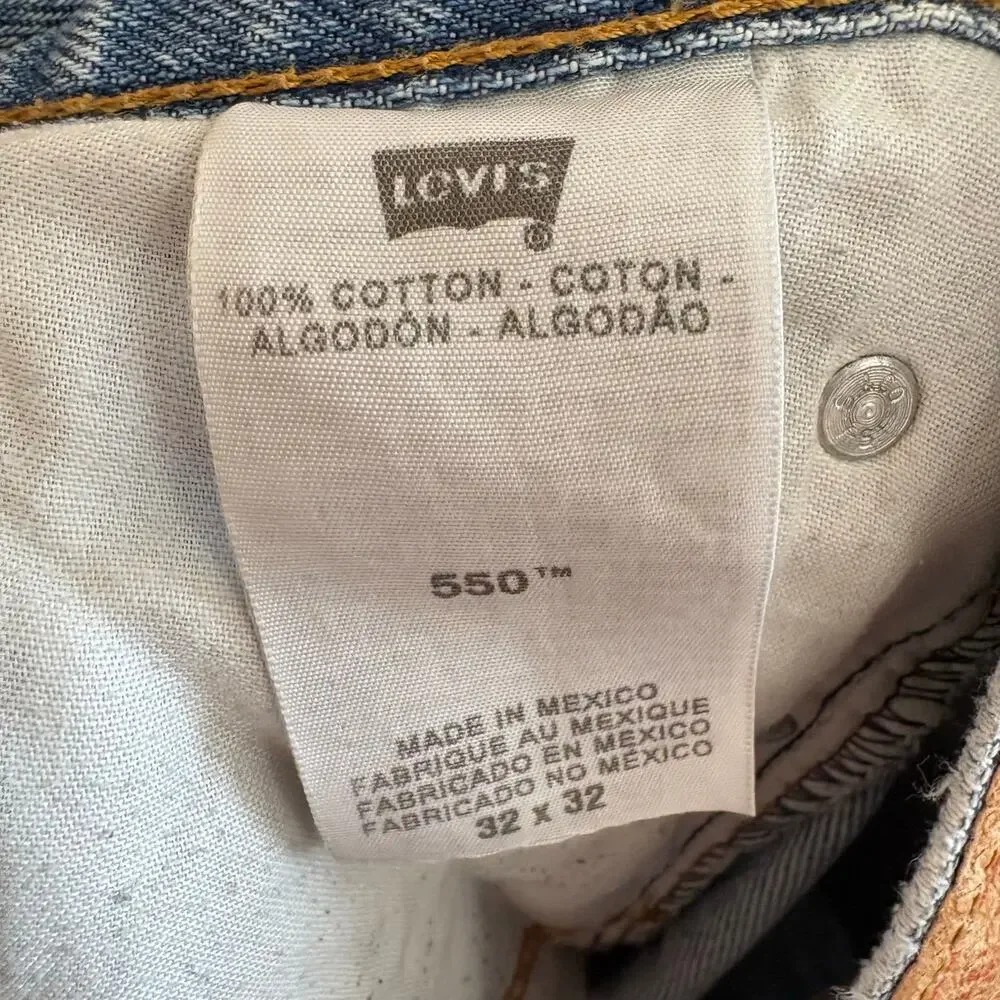 Vintage Y2K Levis 550 Relaxed Fit Light Wash Faded Distressed Jeans 32x32 Baggy